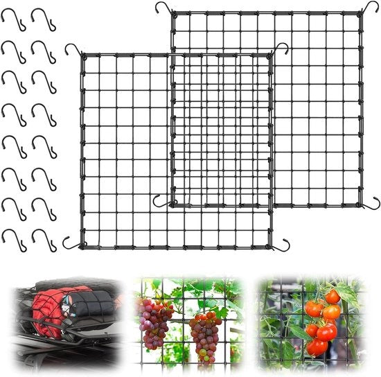 Reticolo Scrog Premium Elastico per Piante con 16 Ganci - 120x120 cm