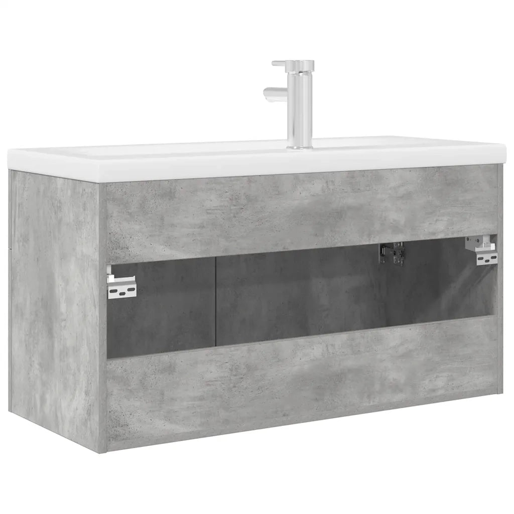 Mobile da Bagno con Lavabo Integrato e Rubinetto Grigio Cemento 3324891