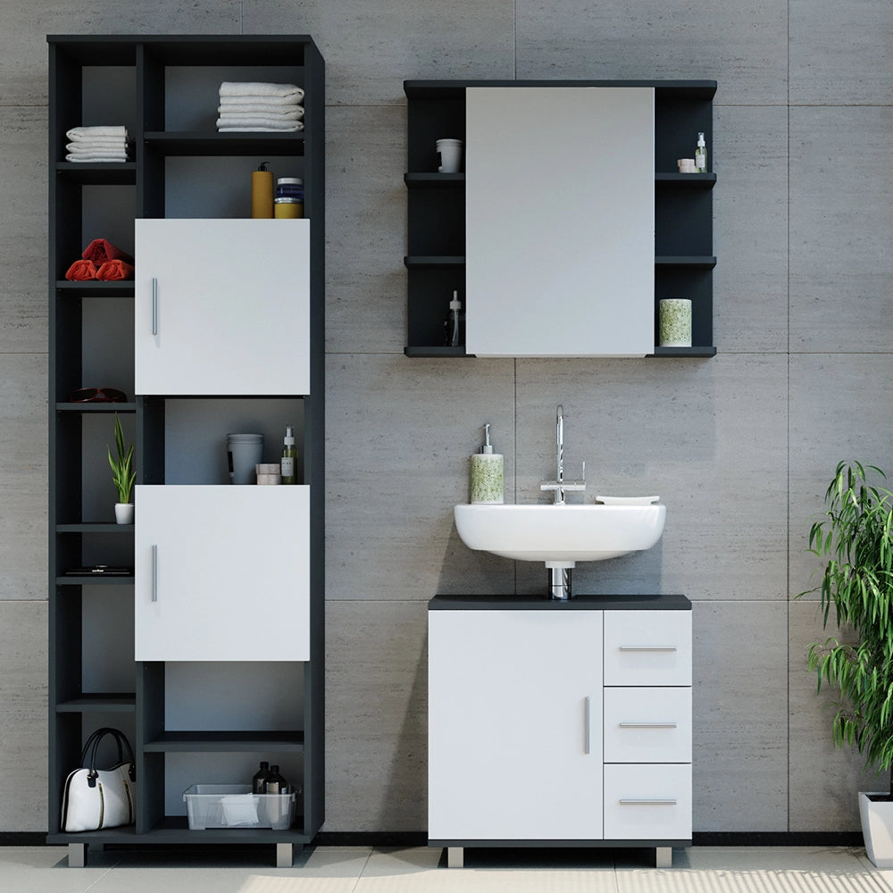 Vicco Set mobili bagno Antracite 3 parti, con colonna