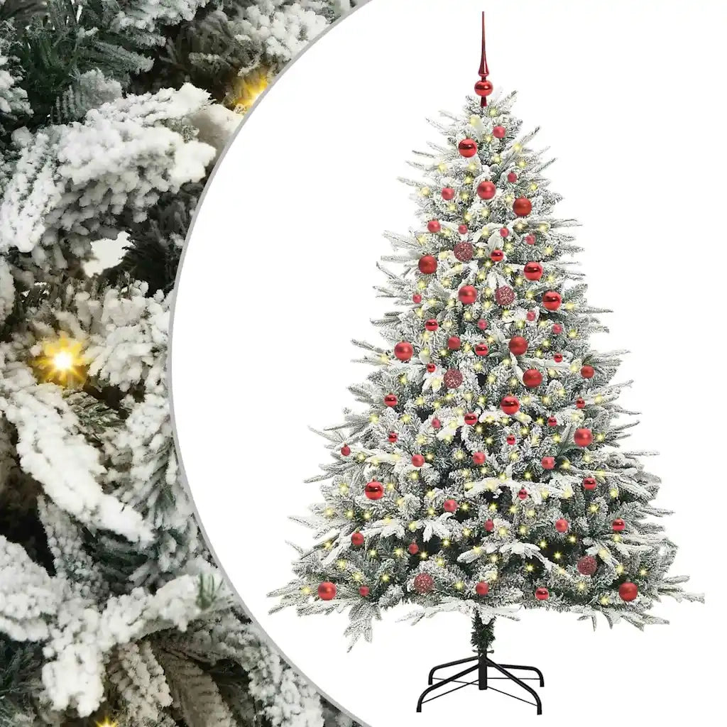 Albero di Natale Artificiale Pre-illuminato con Set di Palline