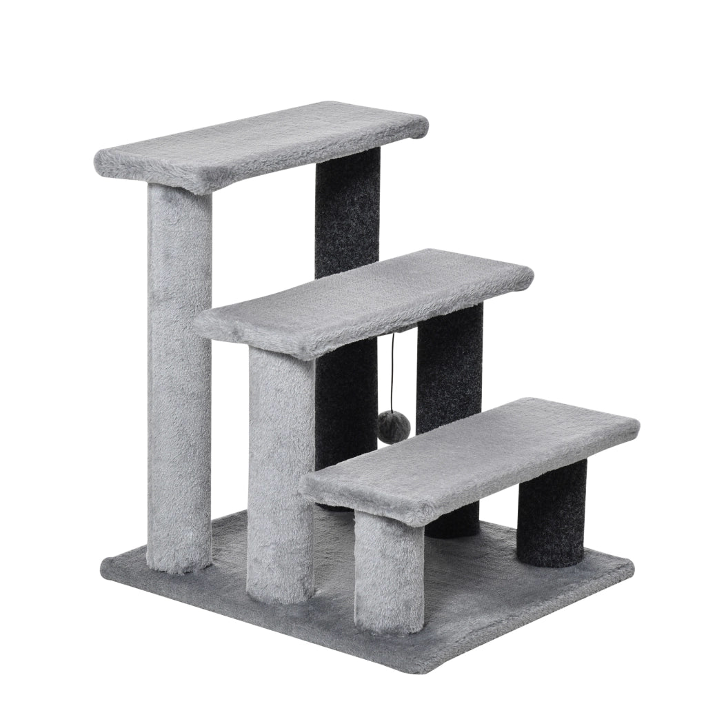 Scala per gatti 3 livelli con pali per graffi ¨C Minimal ¨C Grigio 45x40x48 cm