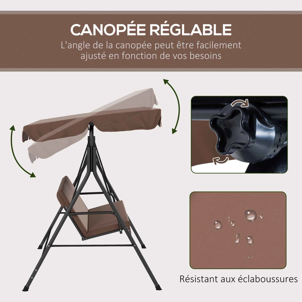 Amaca da giardino 3 posti con cuscini ¨C Minimal ¨C 172x110x153 cm nero marrone