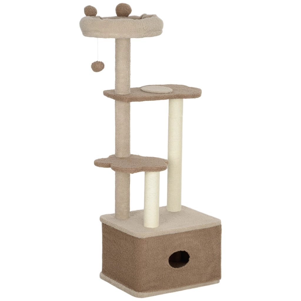 Albero tiragraffi per gatti con piattaforme e nido ¨C Minimal ¨C 133 cm