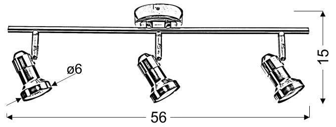 Barra faretti soffitto Candellux ARKON 3xGU10 orientabili cromo