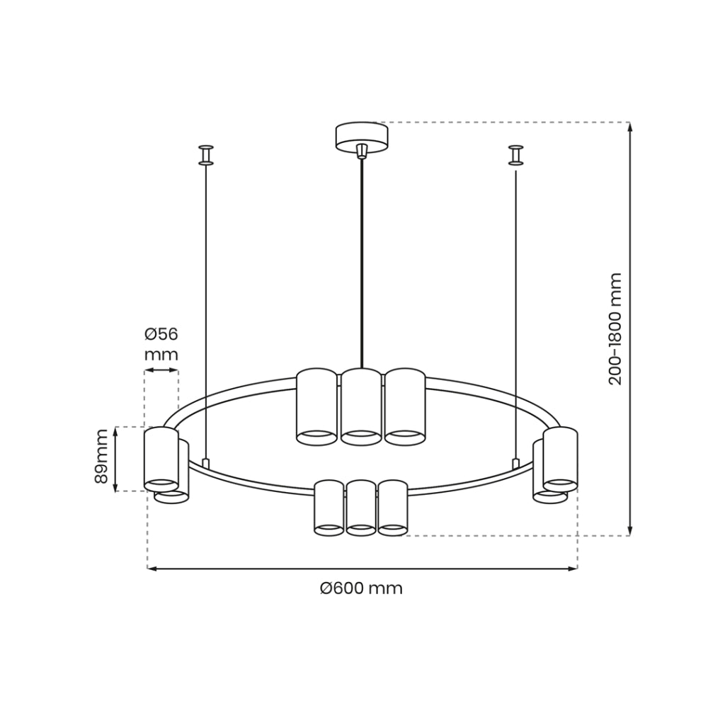 Lampadario rotondo 10xGU10 nero/ottone Genesis Milagro