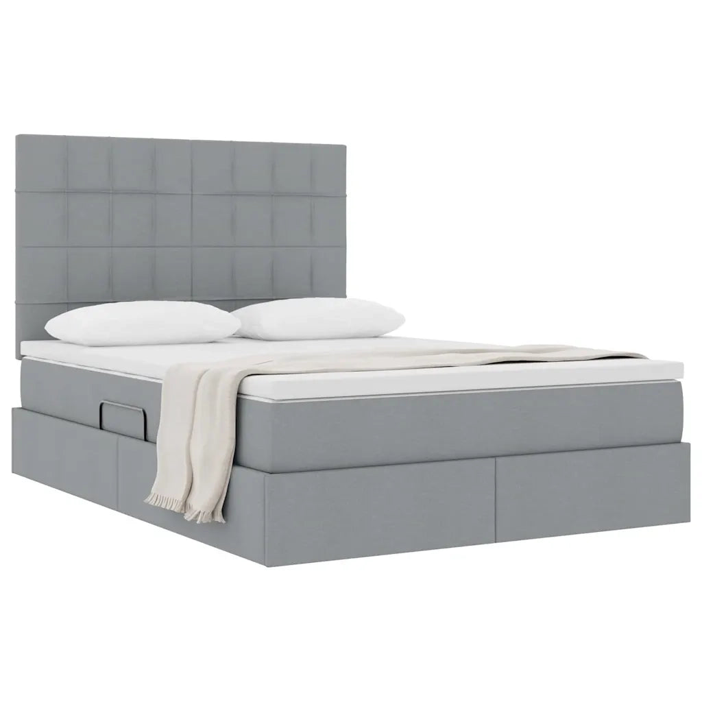 Letto con contenitore e materasso Grigio chiaro 140 x 200 cm