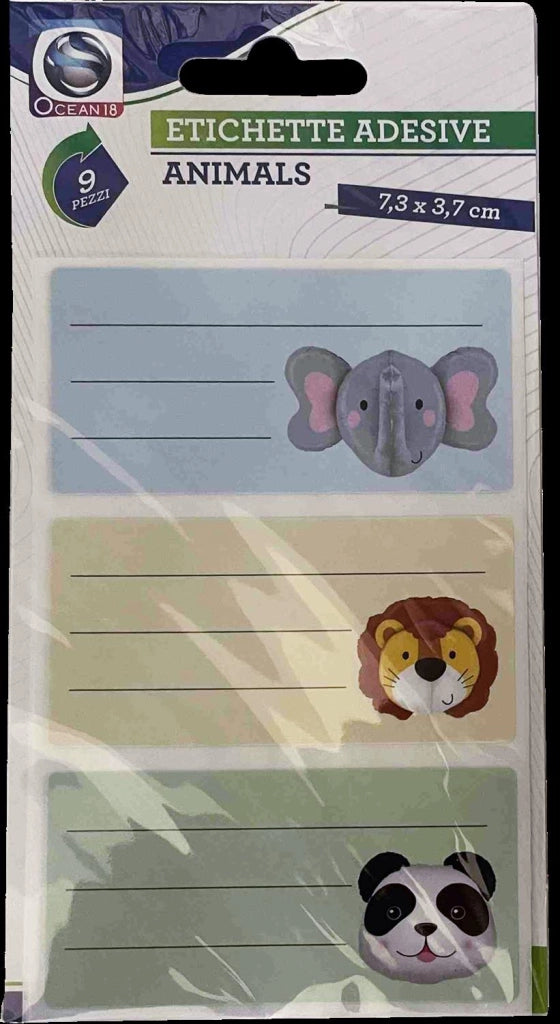 ETICHETTE ADESIVE MODELLO ANIMALS 9PCS 7,3X3,7 CM