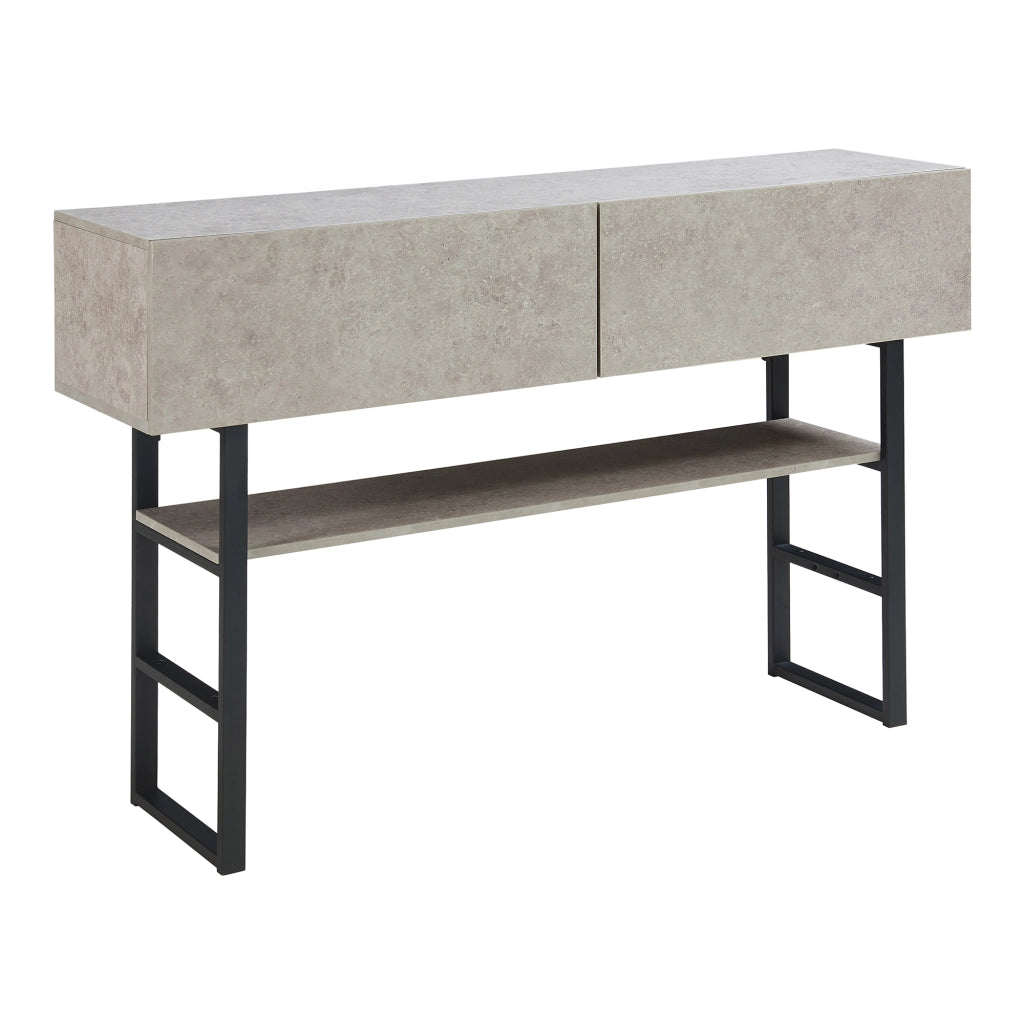 Tavolo Consolle Varberg con Cassetti e Ripiano 75 x 120 x 30 cm - Effetto Cemento Chiaro [en.casa]