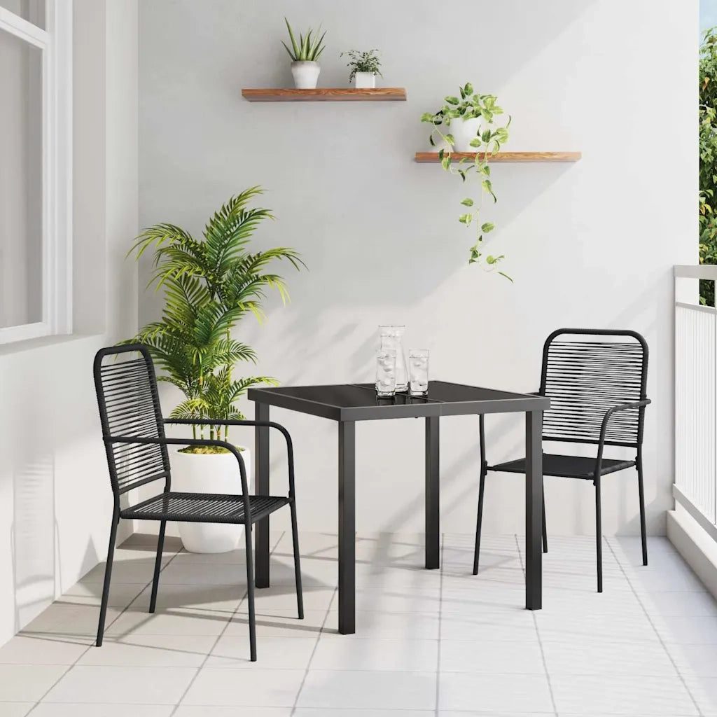 Set da Pranzo per Giardino 3 pcs Nero
