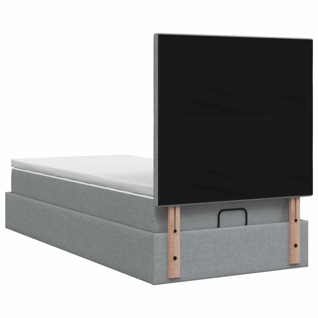 Letto Ottomano con Materasso e LED Grigio Chiaro 90 x 190 cm 3458034