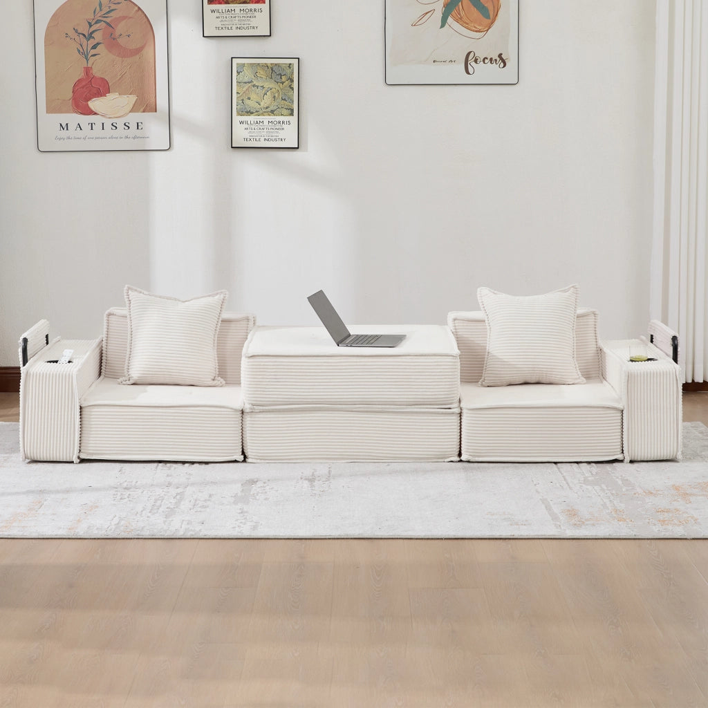 Divano Letto 2 Posti con Poggiapiedi e Cuscini ¨C MINIMAL ¨C Tessuto