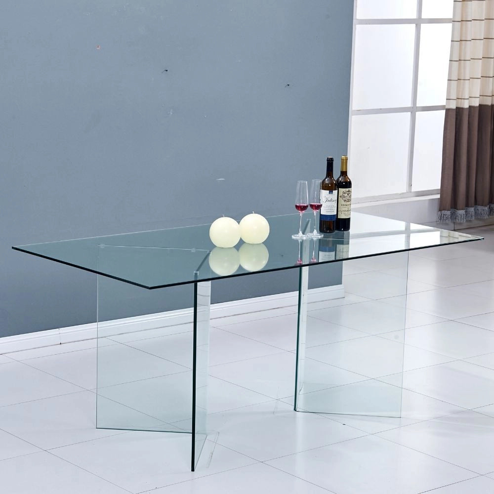 Tavolo in vetro trasparente temperato Nespolo 160x90x75H