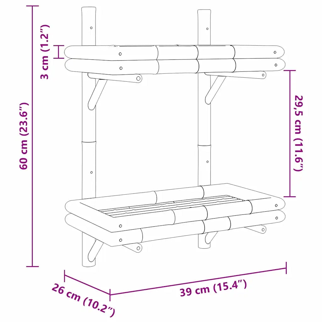 Scaffale da parete Marrone 39 x 26 x 60 cm Bambù 4106587