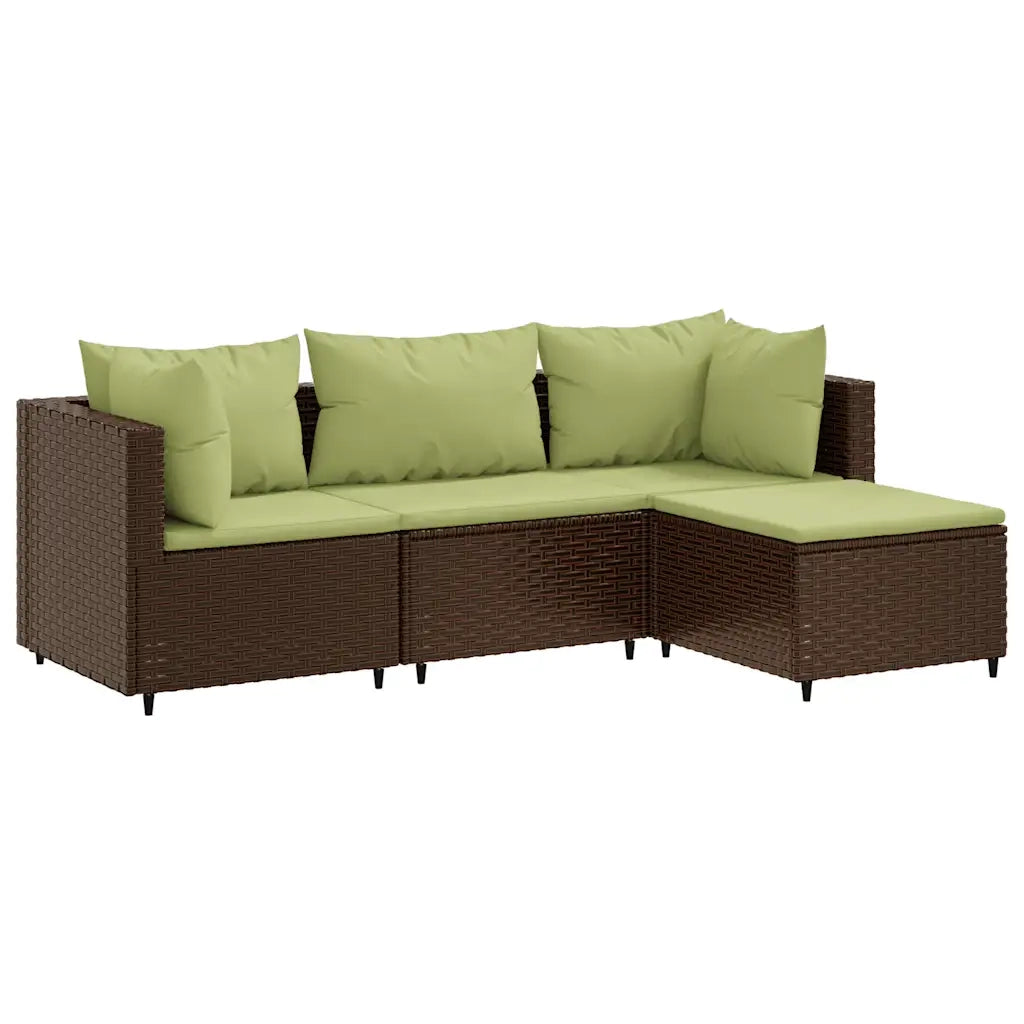 Set Mobili da Giardino 4 pz con Cuscini in Polyrattan Marrone 3308054
