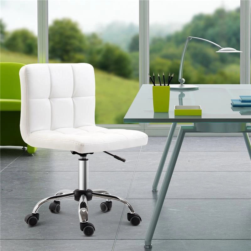 SEDIA GIREVOLE REGOLABILE IN PELLE SINTETICA 46 X 51 X 76-88 CM BIANCA