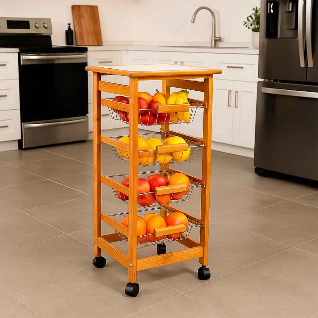 Carrello cucina in legno 37x37x76h cm