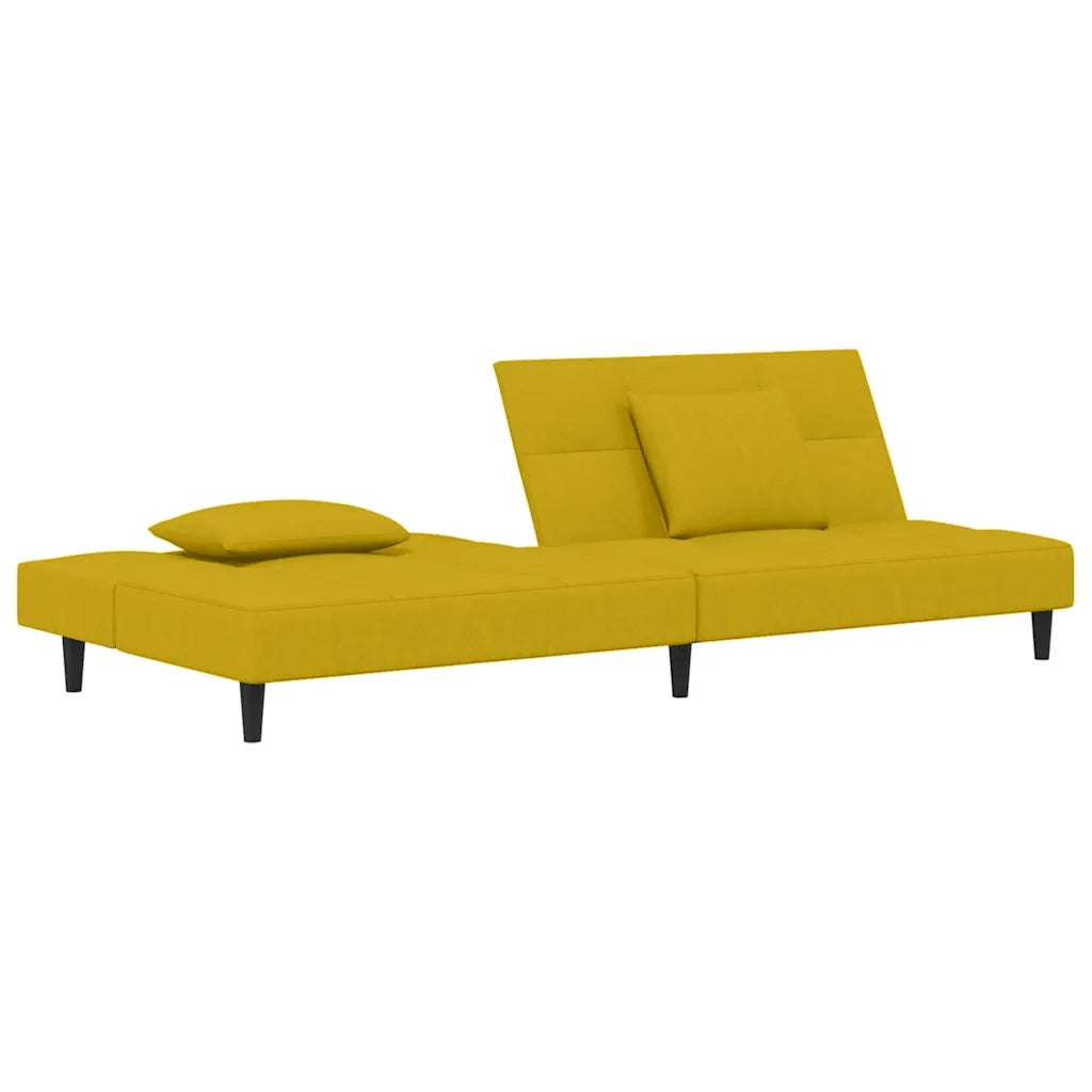 Divano Letto a 2 Posti con 2 Cuscini-Sofa Letto 2 Posti-Daybed Giallo in Velluto