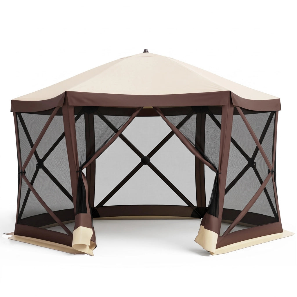 Gazebo da giardino con telaio in fibra di vetro pareti in rete 2 borse e 11 picchetti, Gazebo da esterno pieghevole L