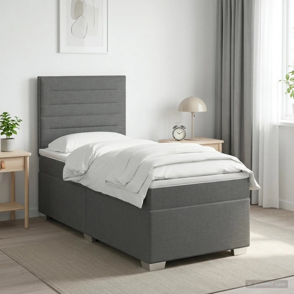 Letto box spring con materasso Grigio Scuro Singolo Tessuto 3453501