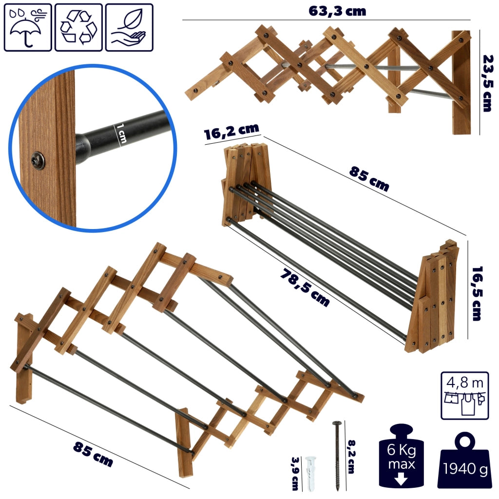 Asciugatrice pieghevole da bagno KADAX con 6 barre