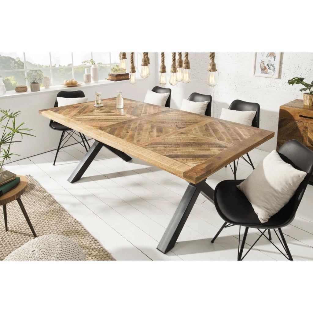 Table ZAREL 200 cm – Piano in legno massiccio di mango e metallo nero