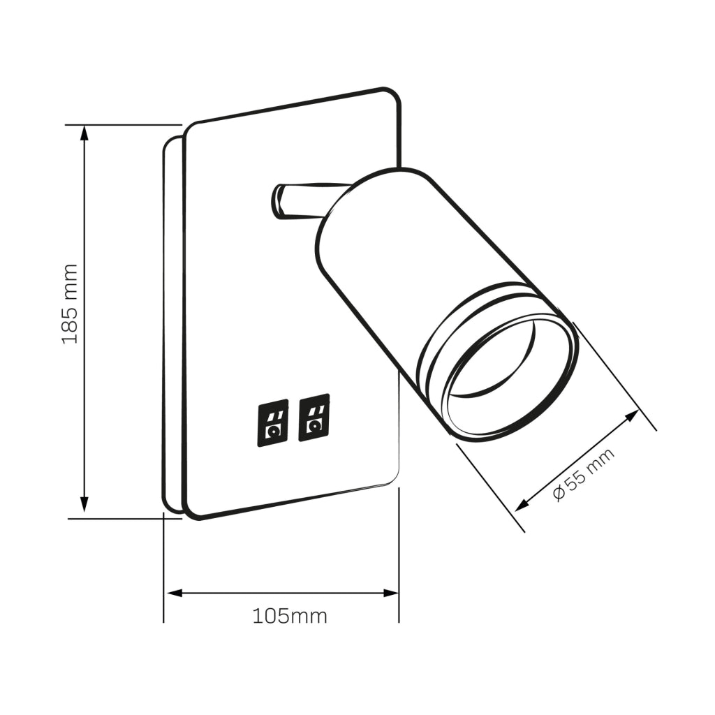 Applique PARIS bianca LED 6W + GU10 con interruttore Polux