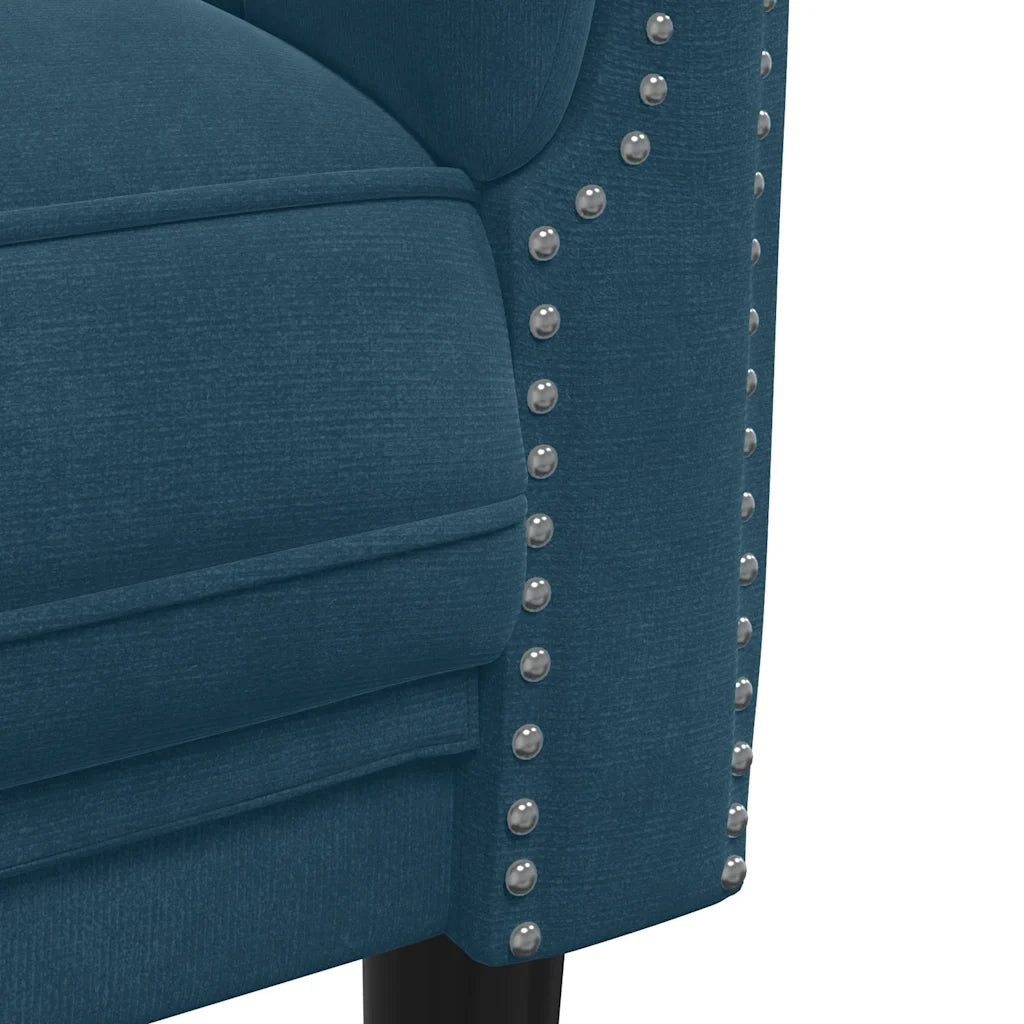 Set di Divani 3 pz Blu in Velluto