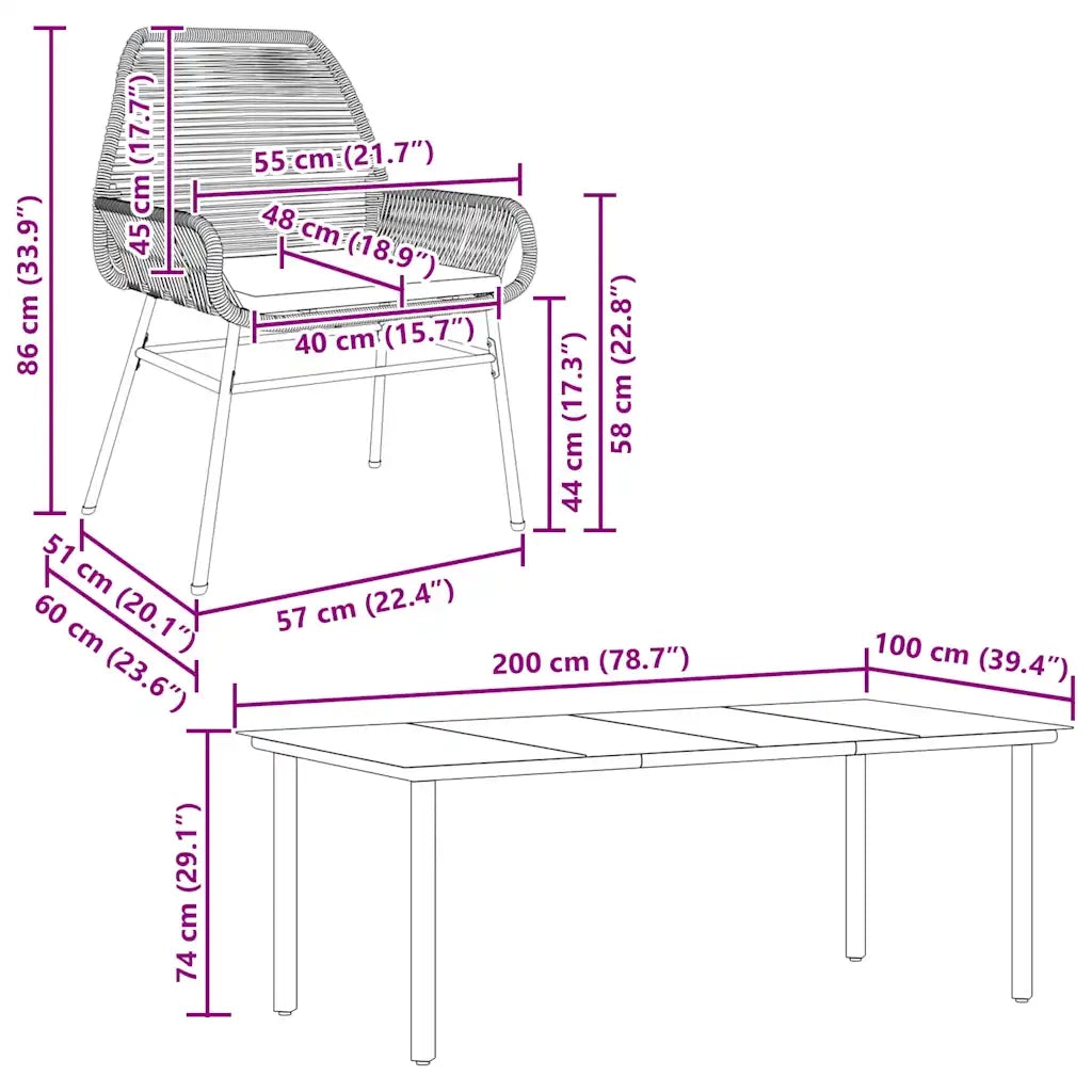 Set da Pranzo da Giardino 9 pz con Cuscini Polyrattan Vetro 3334582