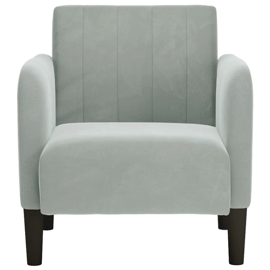 Divano Poltrona | Sedia con Braccioli Grigio Chiaro 54 cm in Velluto