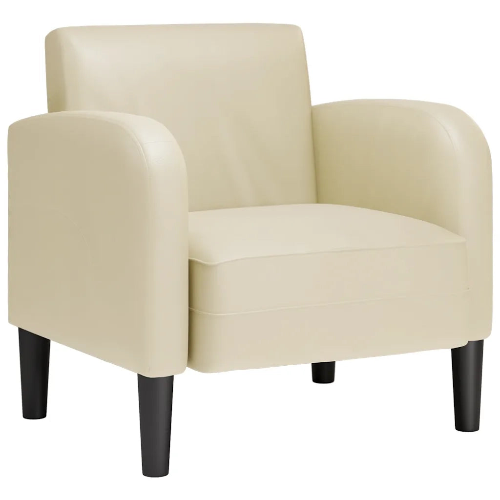 Divano Poltrona | Sedia con Braccioli Crema 54 cm in Similpelle