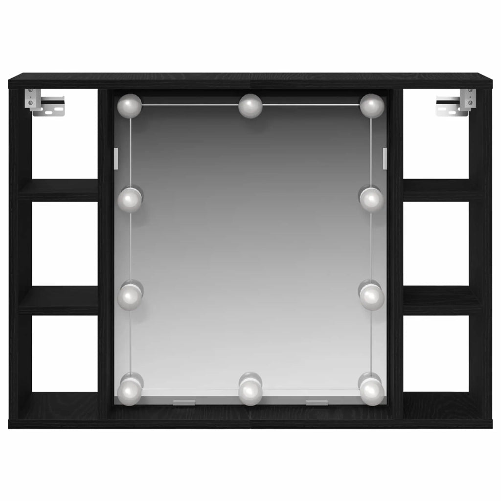 Mobiletto per specchio con specchio Rovere Nero 76 x 15 x 55 cm 862104