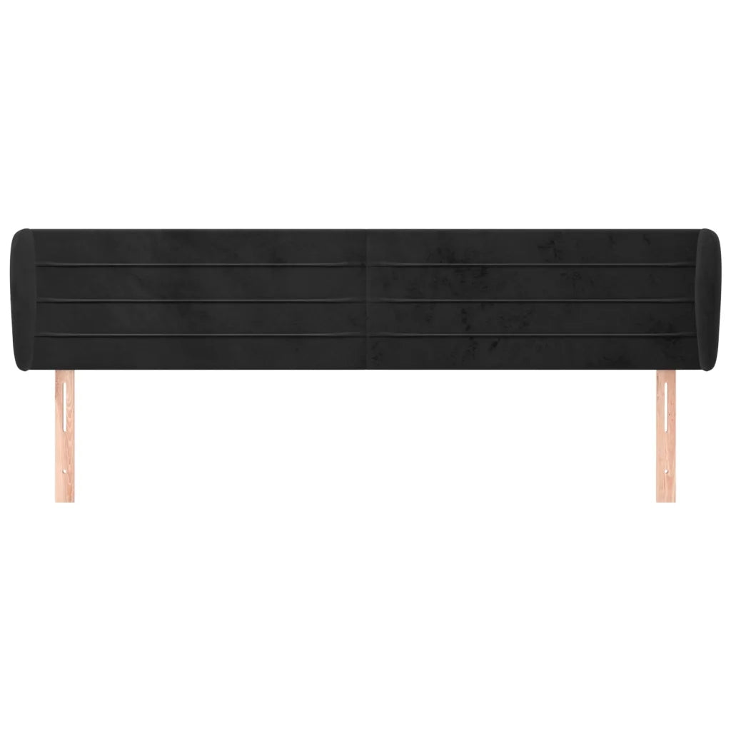 Testiera ad Orecchio-Testata con Orecchie Nera 183x23x78/88 cm in Velluto 167863