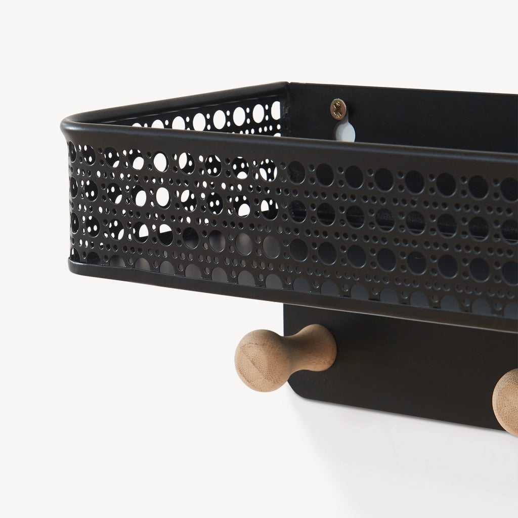 Appendiabiti da Parete Jäller con Mensola e 6 Ganci 60x14x12 cm Metallo - Nero [en.casa]