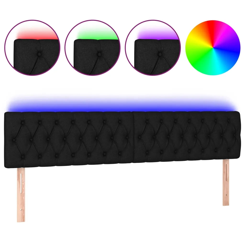 Testiera a LED-Testata del letto Nera 180x7x78/88 cm in Tessuto