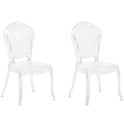 Set di 2 sedie da pranzo in acrilico trasparente con schienale solido senza braccioli impilabili dal design moderno vintage
