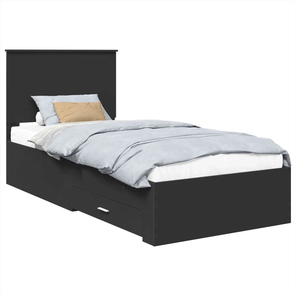 Struttura del letto con testiera Nero e Argento 75 x 190 cm