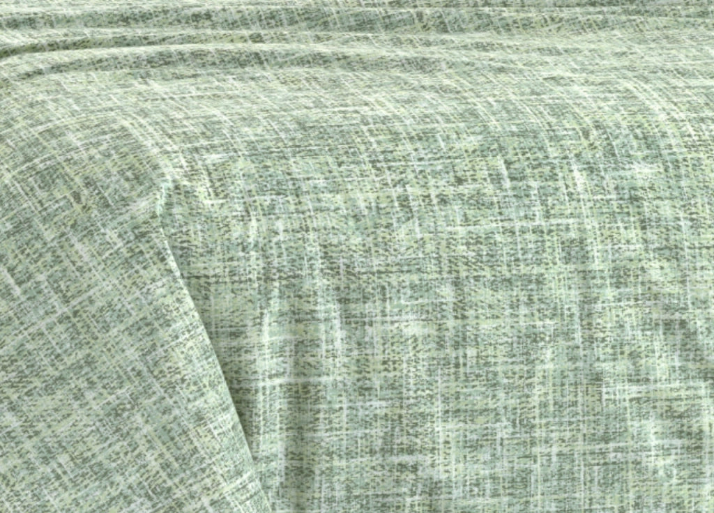 Completo Lenzuola Letto 100% Cotone Made In Italy Disegno Canva - Singolo - Verde
