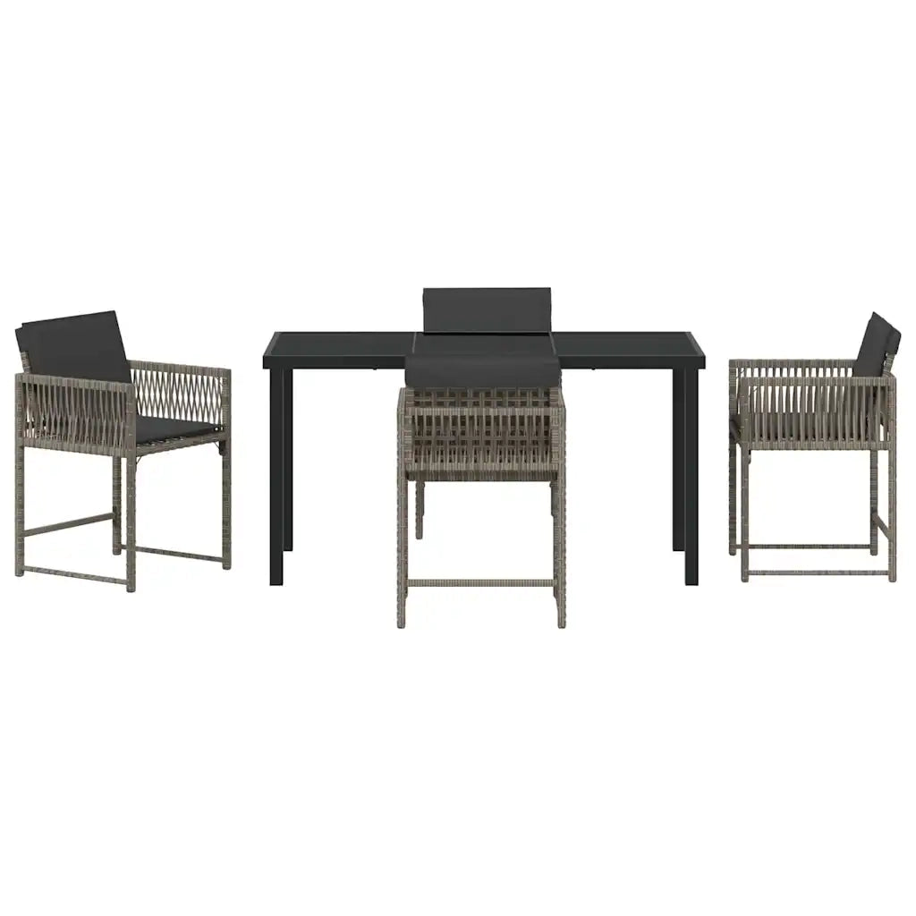 Set da Pranzo per Giardino 5 pcs Grigio polyrattan 3380750