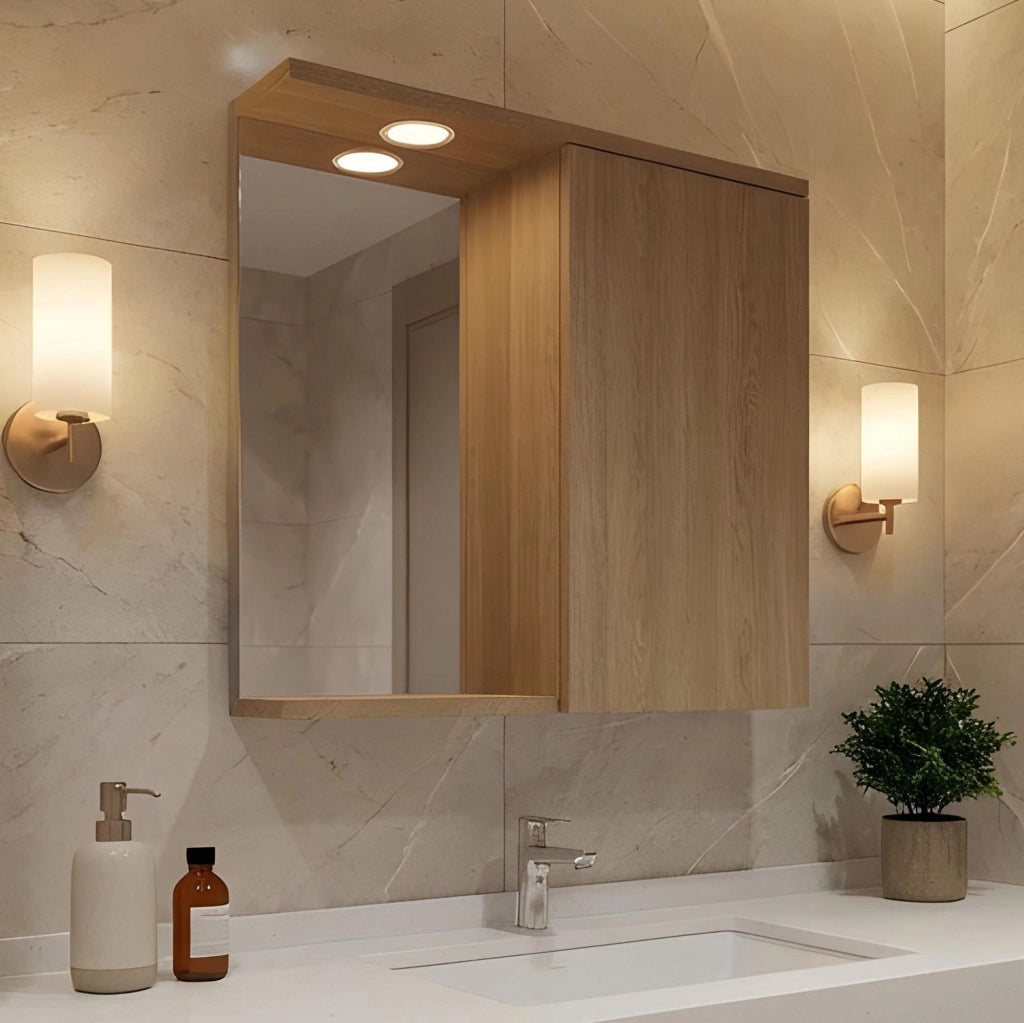 Mobile da bagno con specchio "Purus 80" - 75 x 18 x 68 cm - Rovere Sonomo