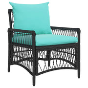 Sedia da Giardino con cuscino Nero 73 x 61 x 77 cm polyrattan 42006225
