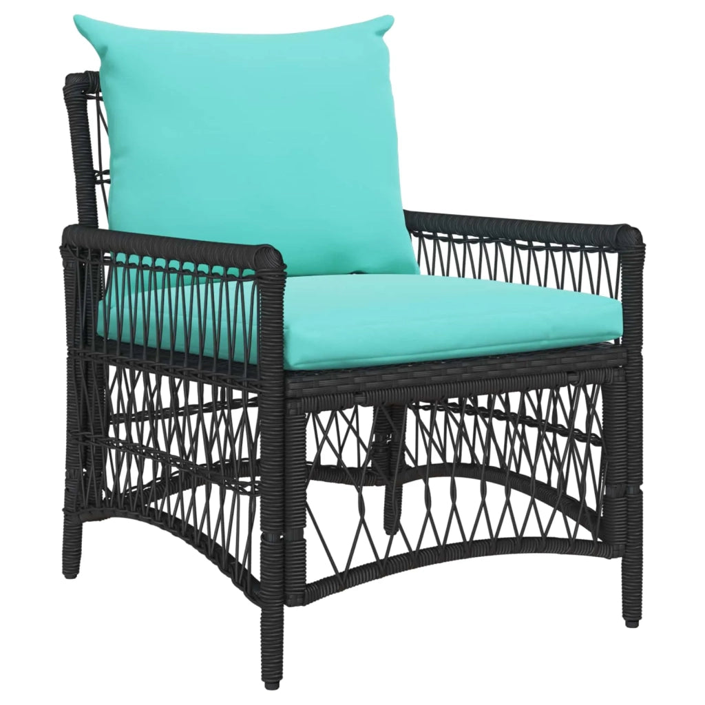 Sedia da Giardino con cuscino Nero 73 x 61 x 77 cm polyrattan 42006225