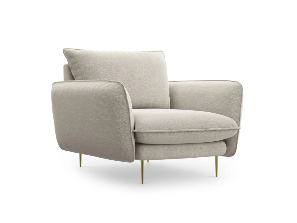 Cosmopolitan Design - Poltrona "Vienna" in tessuto strutturato beige chiaro 