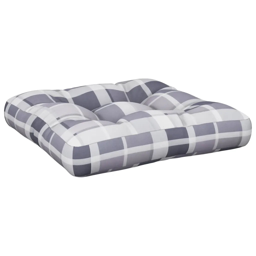 Cuscini per Pallet 2 pz Grigi a Quadri in Tessuto 360681