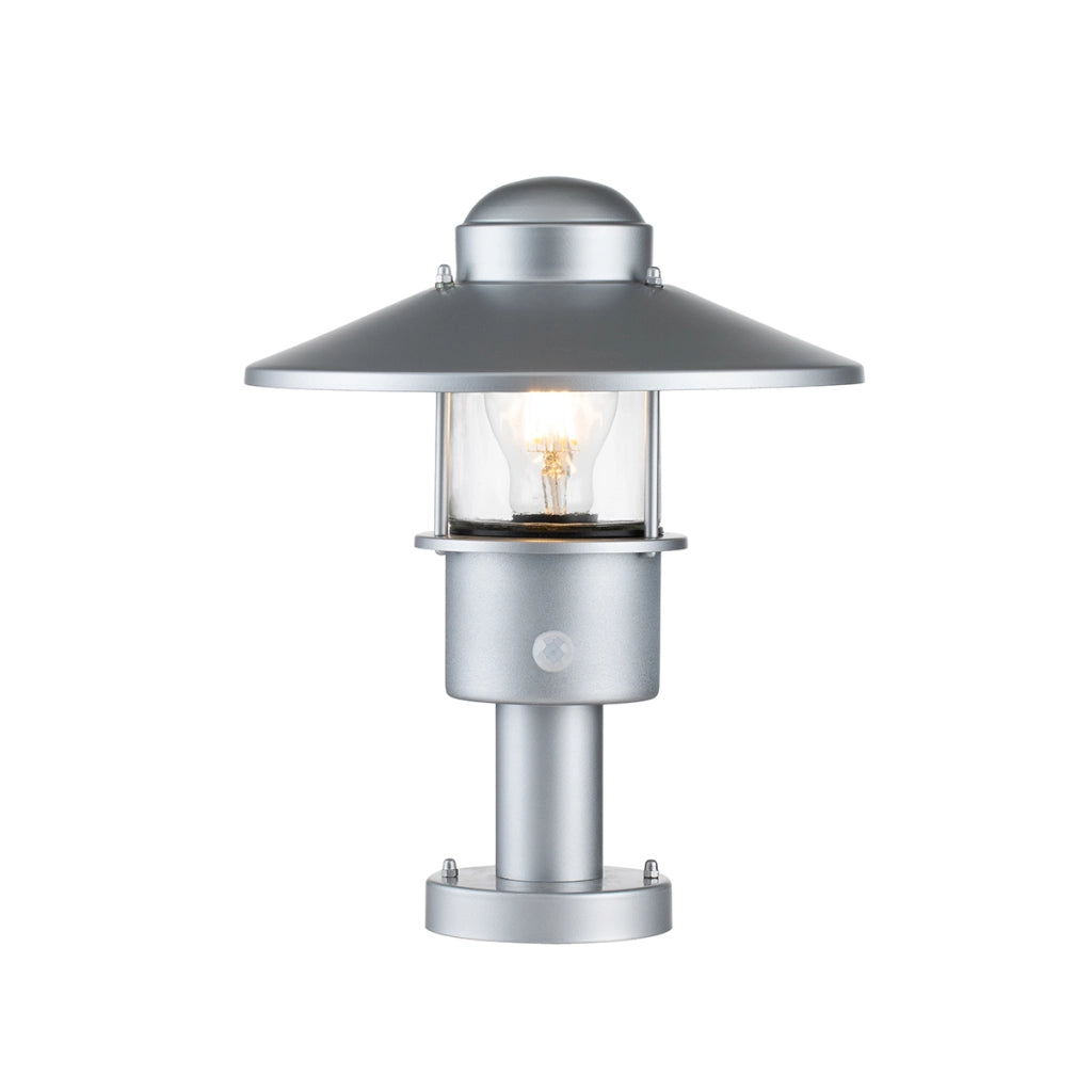 Lampada da esterno a colonna con sensore argento E27 60W Elstead