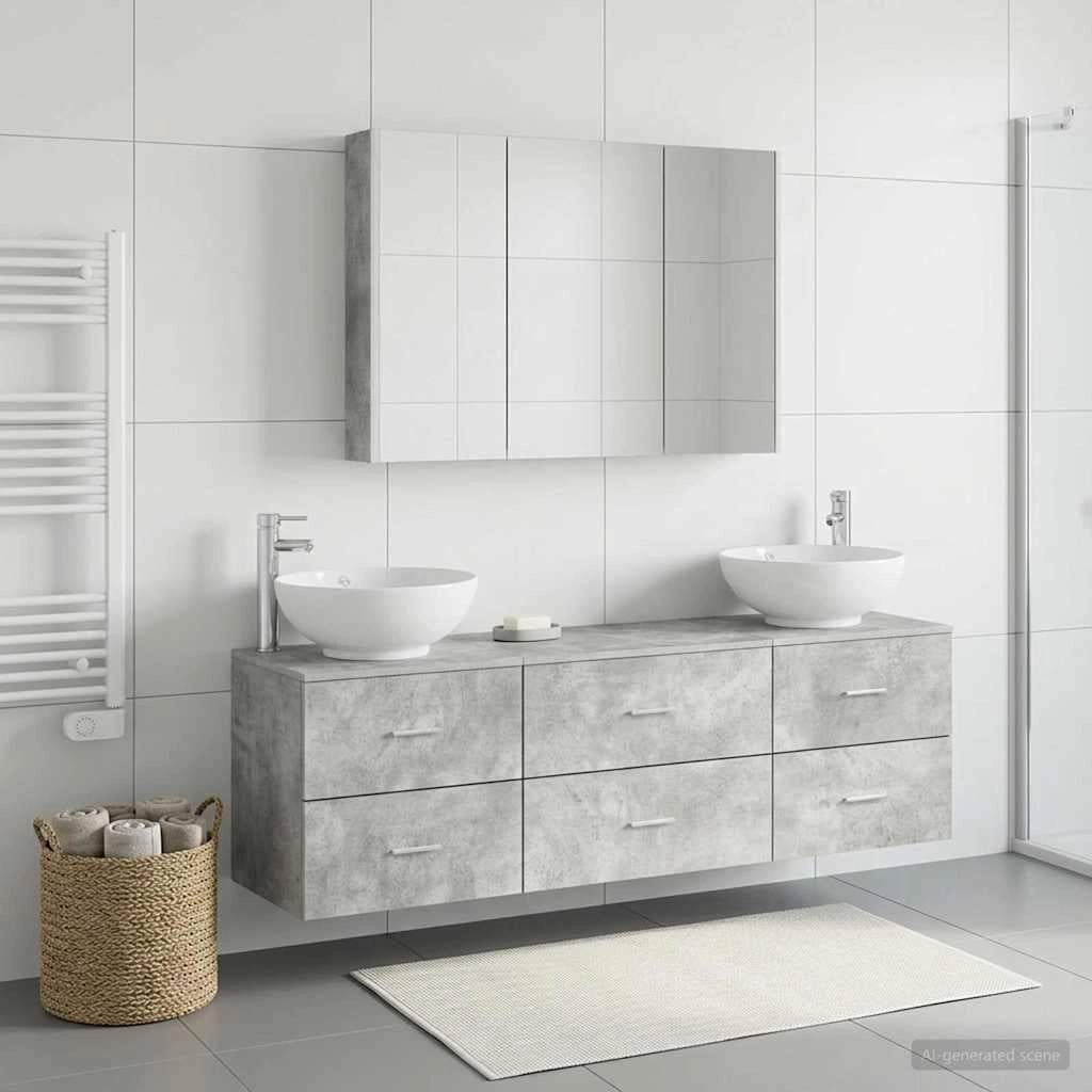 Set di mobili per il bagno 4 pz Grigio Cemento 3406946