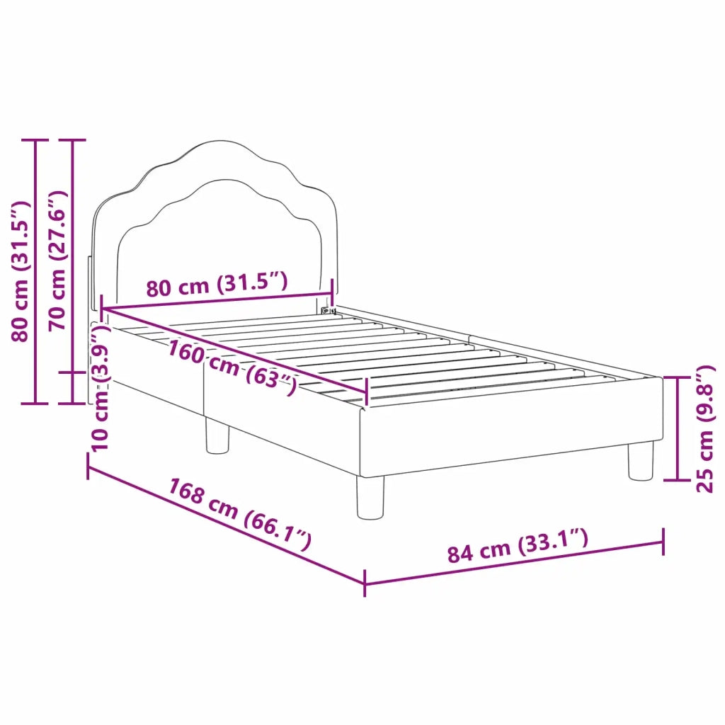 Struttura letto bambini con testata Grigio scuro 80 x 160 cm 42010937