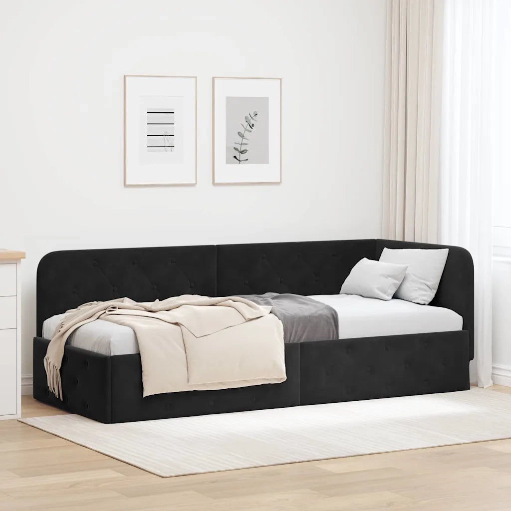 Cornice del letto ad angolo Nero 80 x 200 cm Velluto 42016518