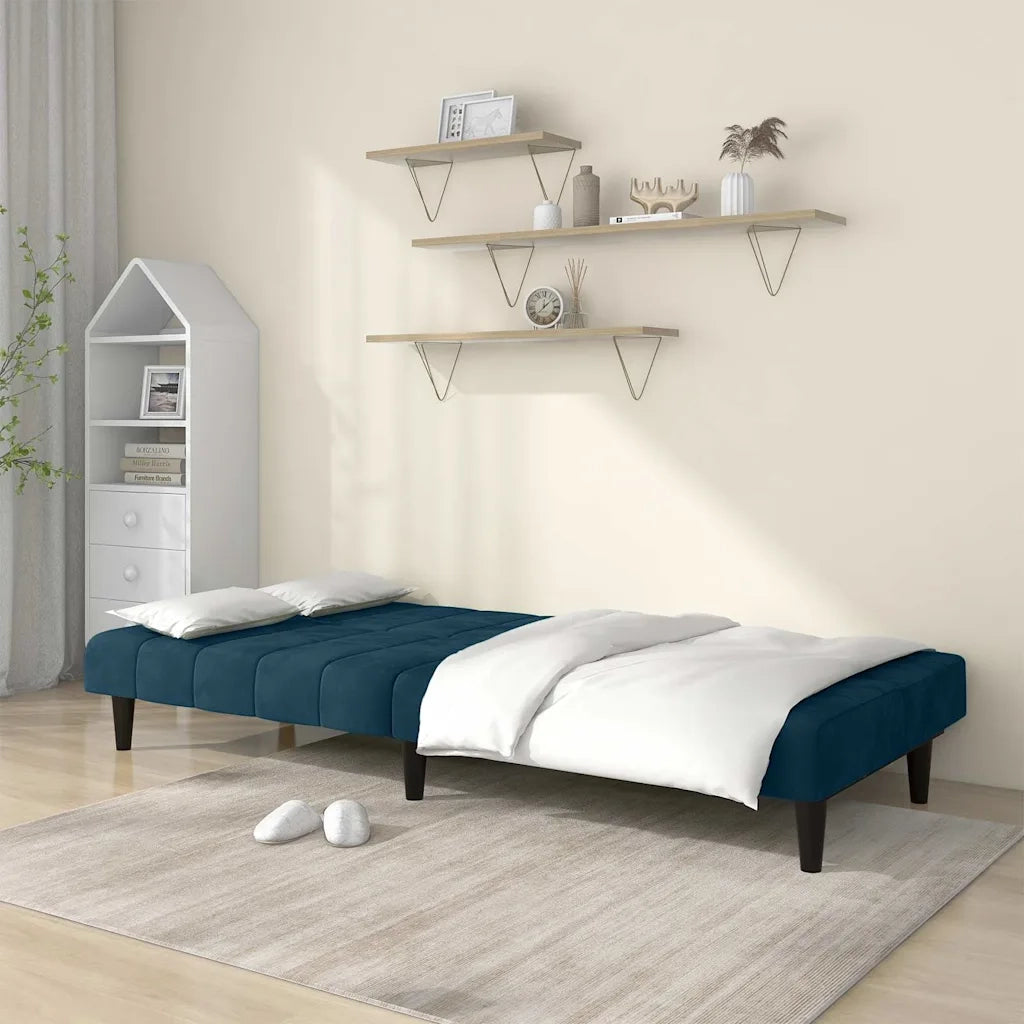Divano Letto a 2 Posti-Sofa Letto 2 Posti-Daybed Blu in Velluto 626729