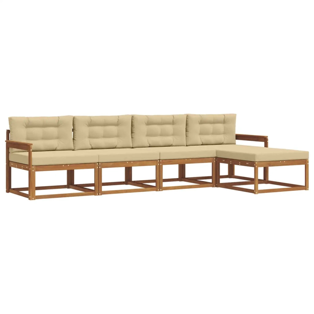 Set di divani da esterno con cuscino 5 pcs Naturale e Beige 3367431