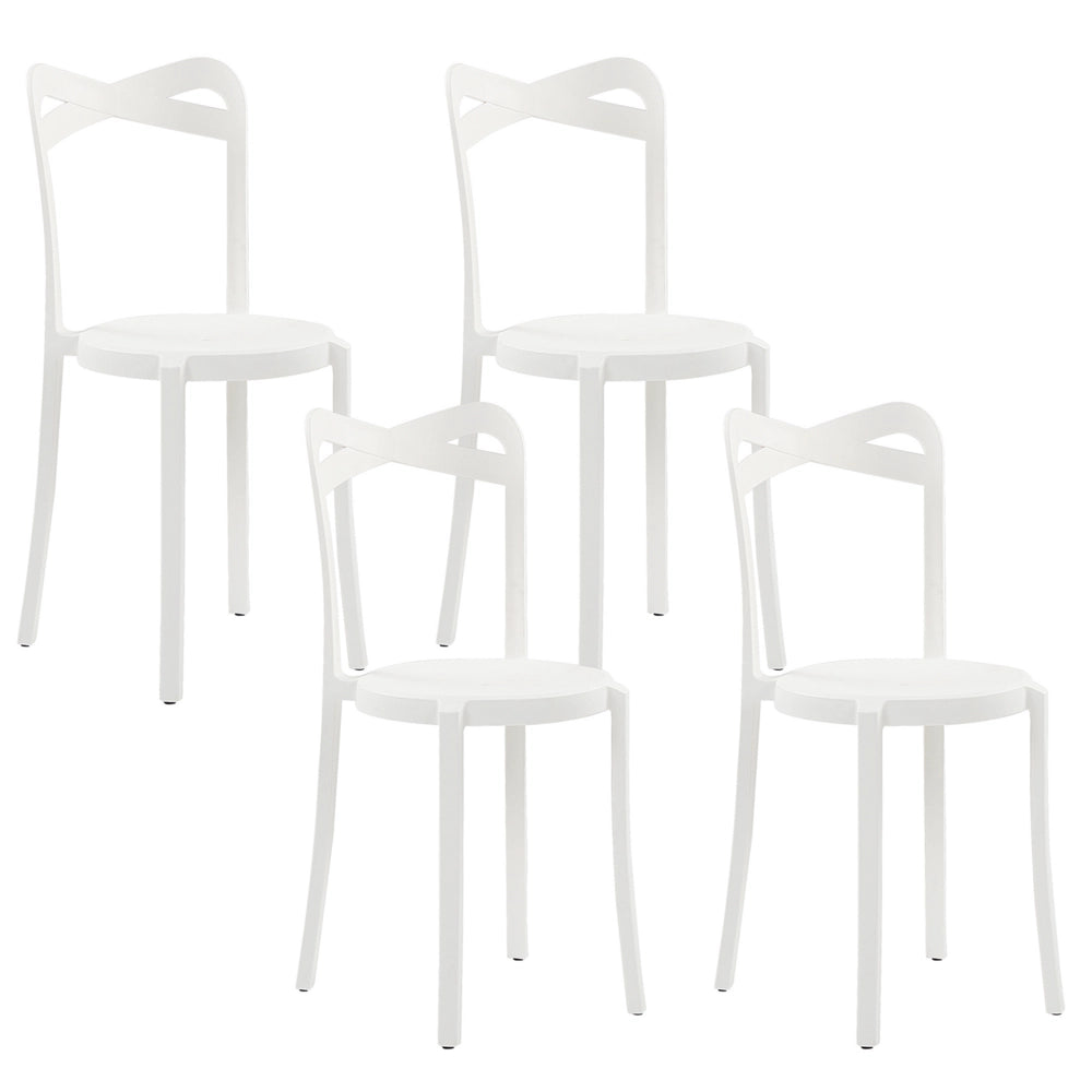 Moderno Set di 4 Sedie da pranzo per Giardino in Plastica Bianco